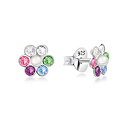 925 Sterling silver stud with crystals.