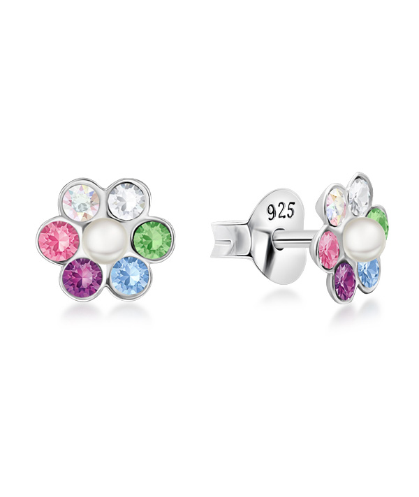 925 Sterling silver stud with crystals.