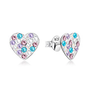 925 sterling silver multi crystals stud.
