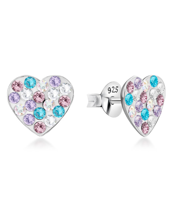 925 sterling silver multi crystals stud.
