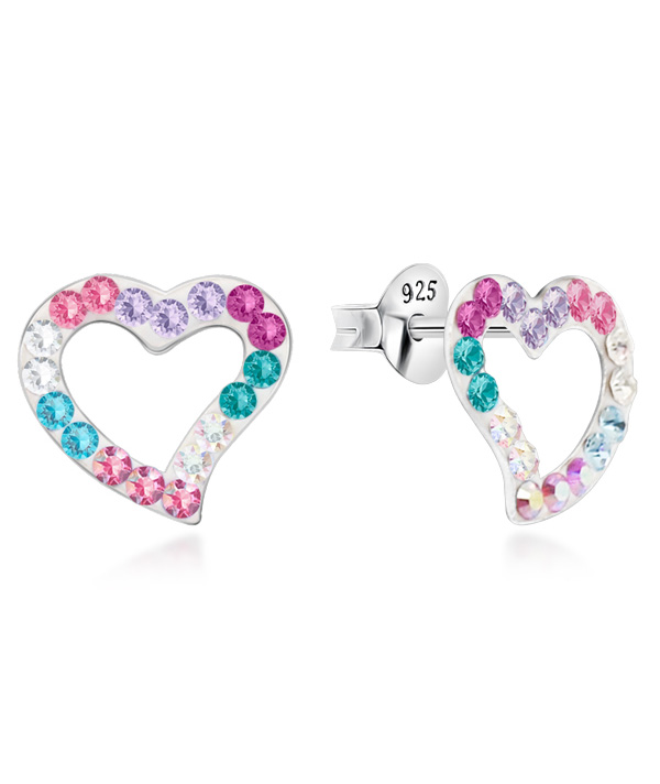 925 sterling silver multi crystals stud.