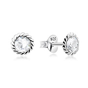 925 Sterling silver stud with crystals.