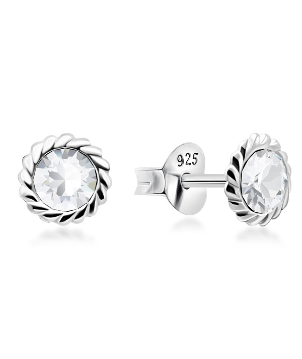 925 Sterling silver stud with crystals.