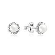 925 Sterling silver stud with synthetic pearl.