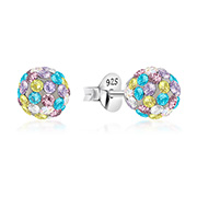 925 sterling silver multi crystals stud.