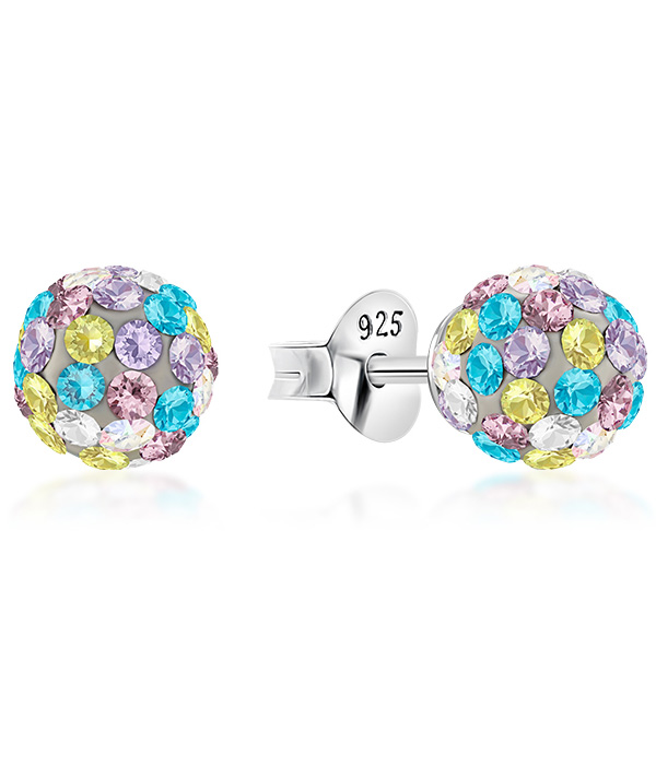 925 sterling silver multi crystals stud.