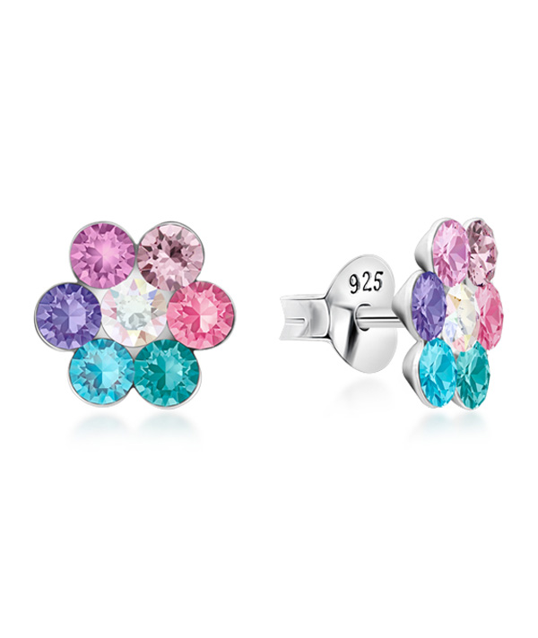 925 Sterling silver stud with crystals.