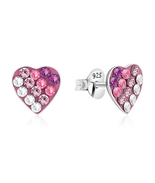 925 sterling silver multi crystals stud.