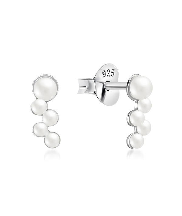 925 Sterling silver stud with synthetic pearl.