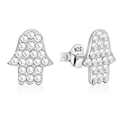 925 sterling silver multi crystals stud.