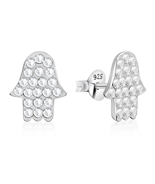 925 sterling silver multi crystals stud.