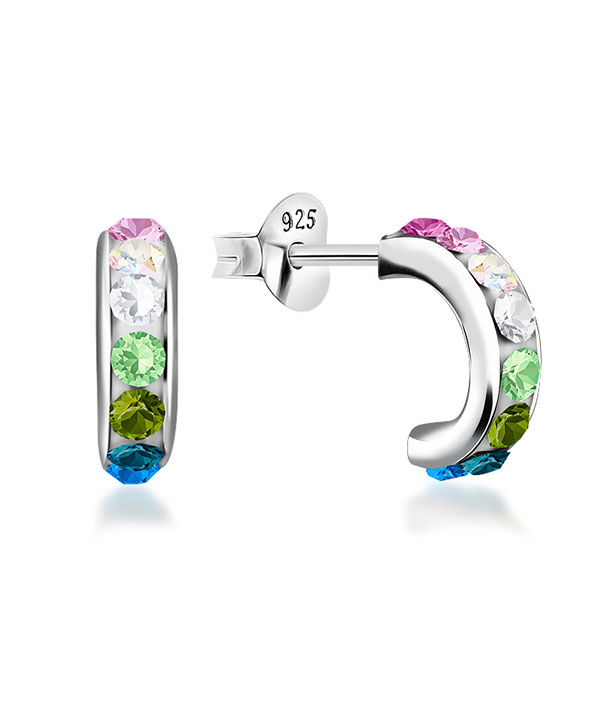 925 Sterling silver stud with crystals.