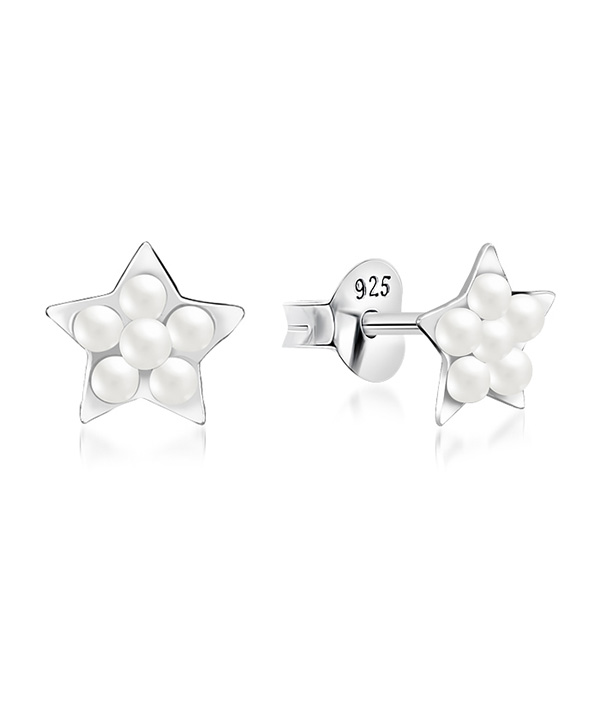 925 Sterling silver stud with synthetic pearl.