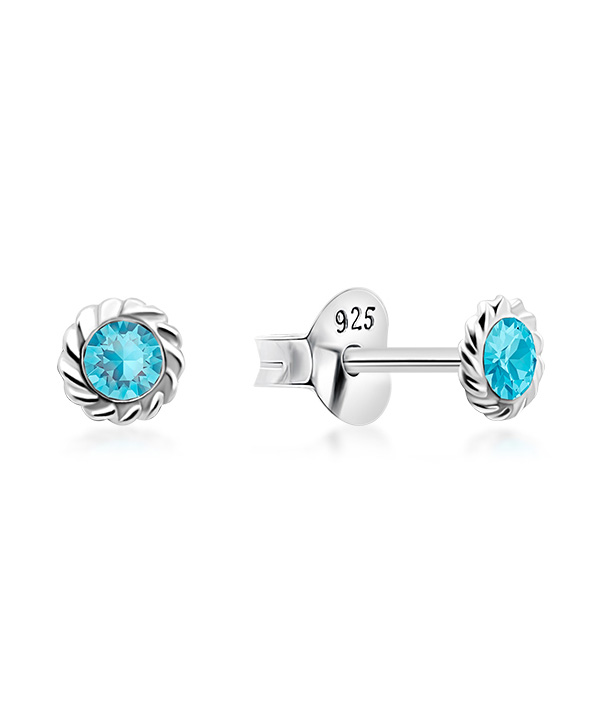 925 Sterling silver stud with crystals.