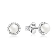 925 Sterling silver stud with synthetic pearl.