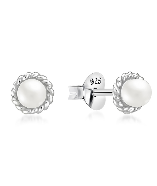 925 Sterling silver stud with synthetic pearl.