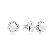 925 Sterling silver stud with synthetic pearl.