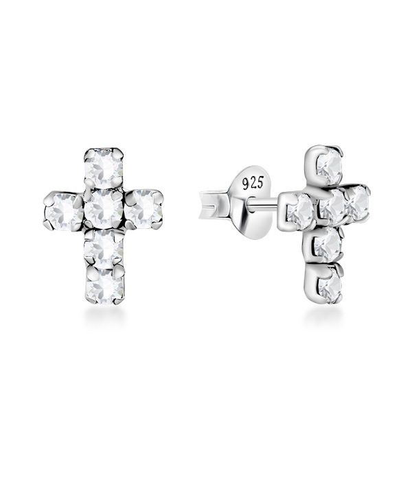 925 Sterling silver stud with crystals.