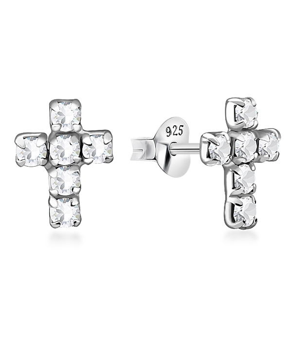 925 Sterling silver stud with crystals.