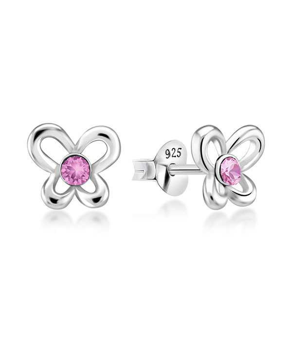 Butterfly Sterling Silver Stud Earrings  Minimalist Style
