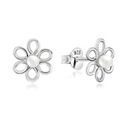 925 Sterling silver stud with synthetic pearl.