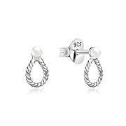 925 Sterling silver stud with synthetic pearl.
