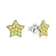 925 sterling silver multi crystals stud.