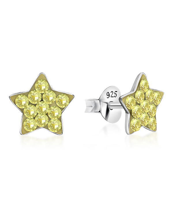 925 sterling silver multi crystals stud.