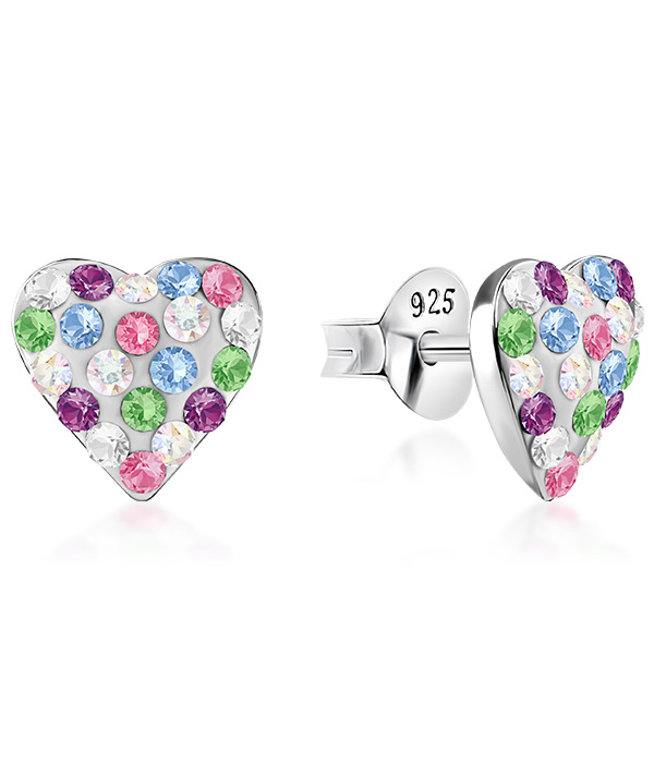 925 sterling silver multi crystals stud.