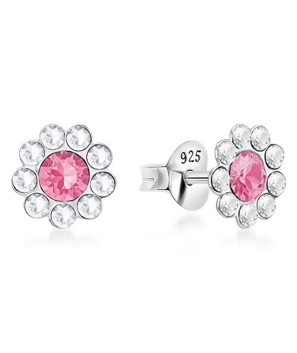 925 Sterling silver stud with crystals.