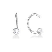 Crystal Half Hoop Sterling Silver Stud Earrings