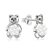 925 Sterling silver stud with synthetic pearl.
