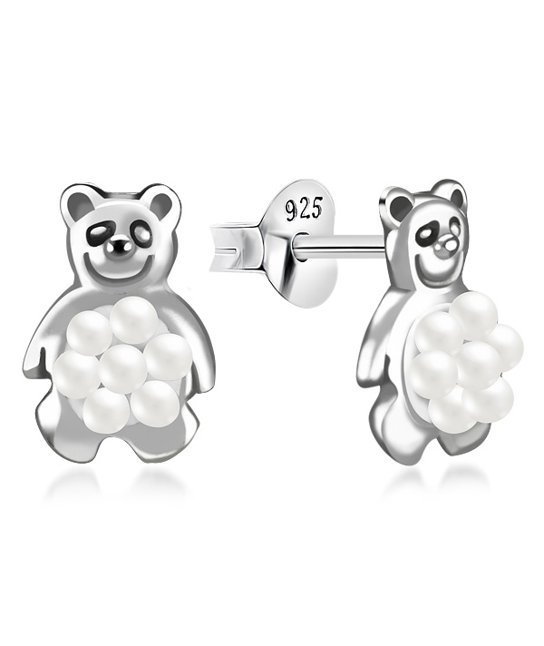 925 Sterling silver stud with synthetic pearl.