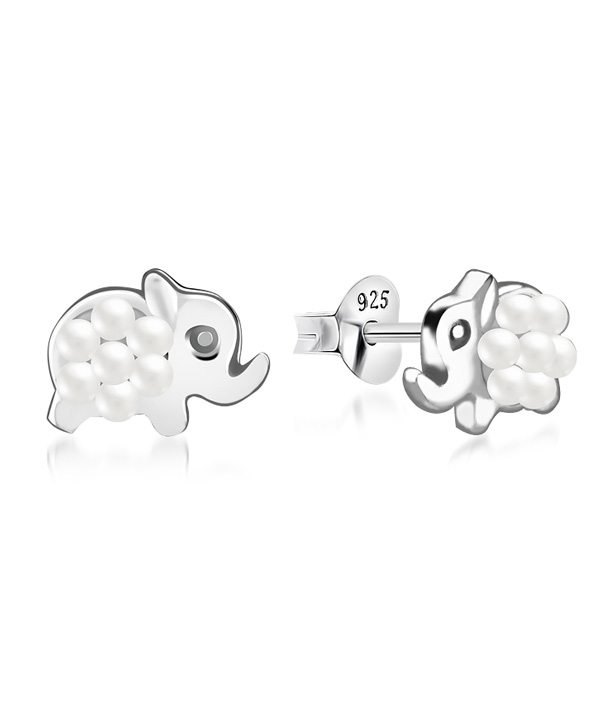 925 Sterling silver stud with synthetic pearl.