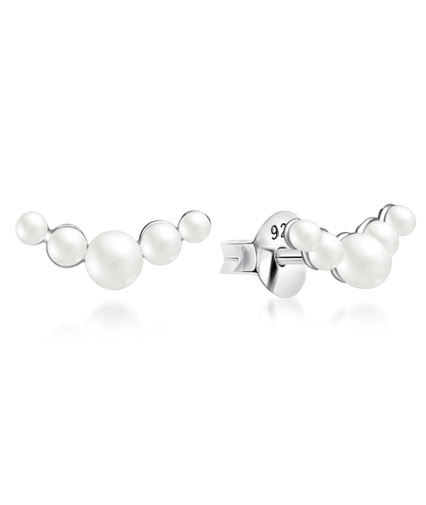 925 Sterling silver stud with synthetic pearl.