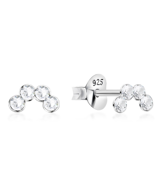 925 Sterling silver stud with crystals.