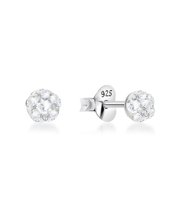 925 Sterling silver stud with multi crystals.