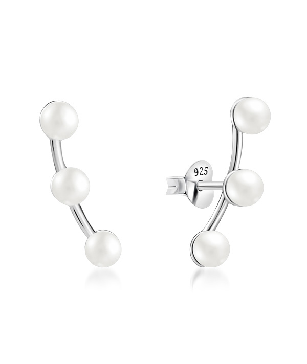 925 Sterling silver stud with synthetic pearl.