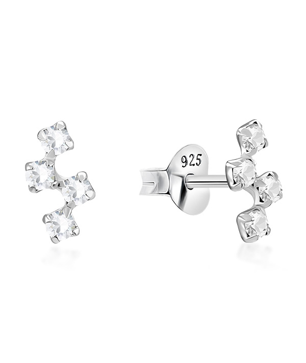 925 Sterling silver stud with crystals.