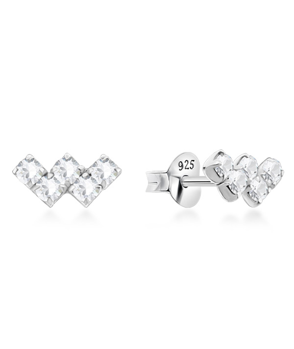 925 Sterling silver stud with crystals.