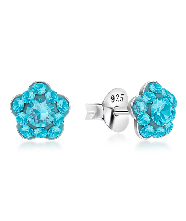 925 sterling silver multi crystals stud.
