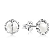 925 Sterling silver stud with synthetic pearl.