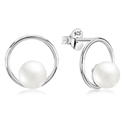 925 Sterling silver stud with synthetic pearl.