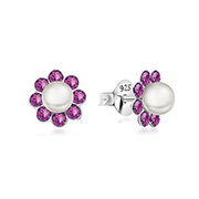 925 Sterling silver stud with crystals.