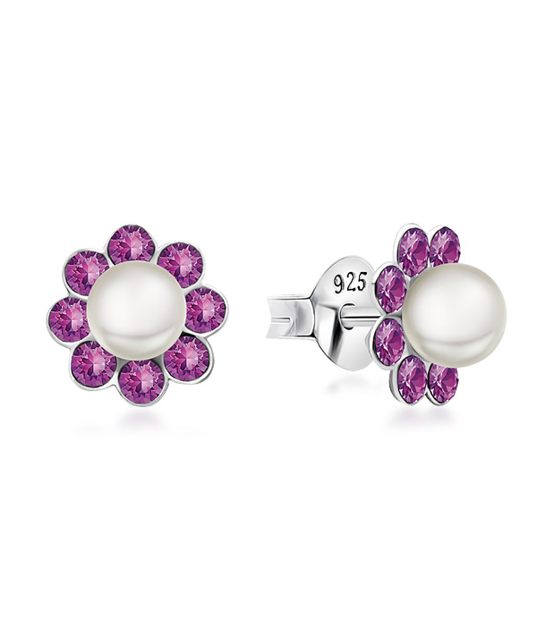 925 Sterling silver stud with crystals.