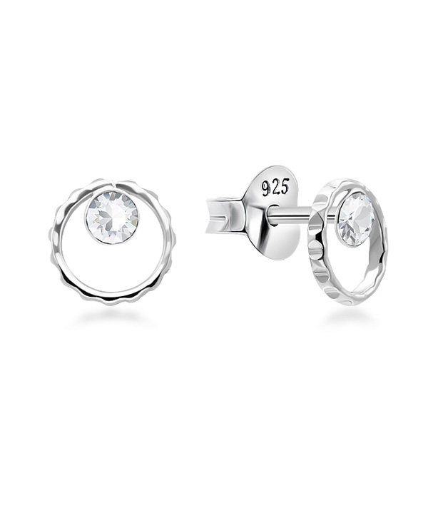 925 Sterling silver stud with crystals.