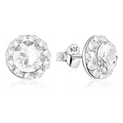 925 sterling silver multi crystals stud.