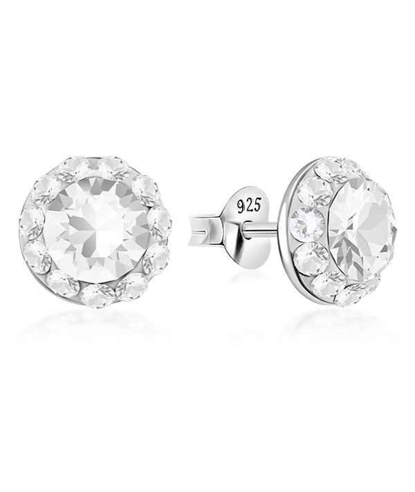 925 sterling silver multi crystals stud.