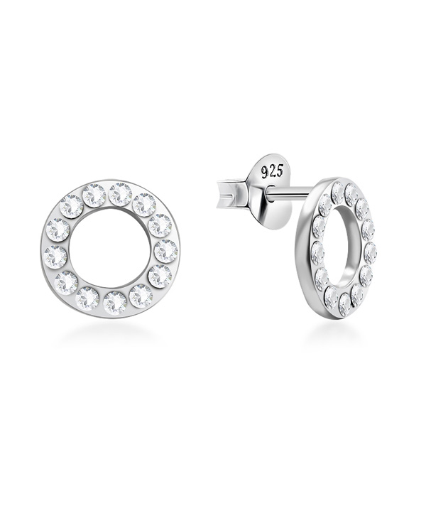 925 Sterling silver stud with crystals.