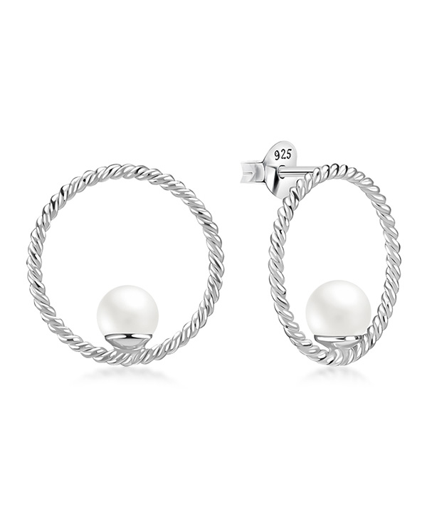 925 Sterling silver stud with synthetic pearl.